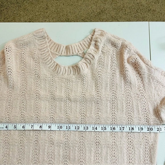 Hinge Acrylic Blend Round Neck Open Back Long Sleeve Women Sweater S Pink Soft - Picture 8 of 10